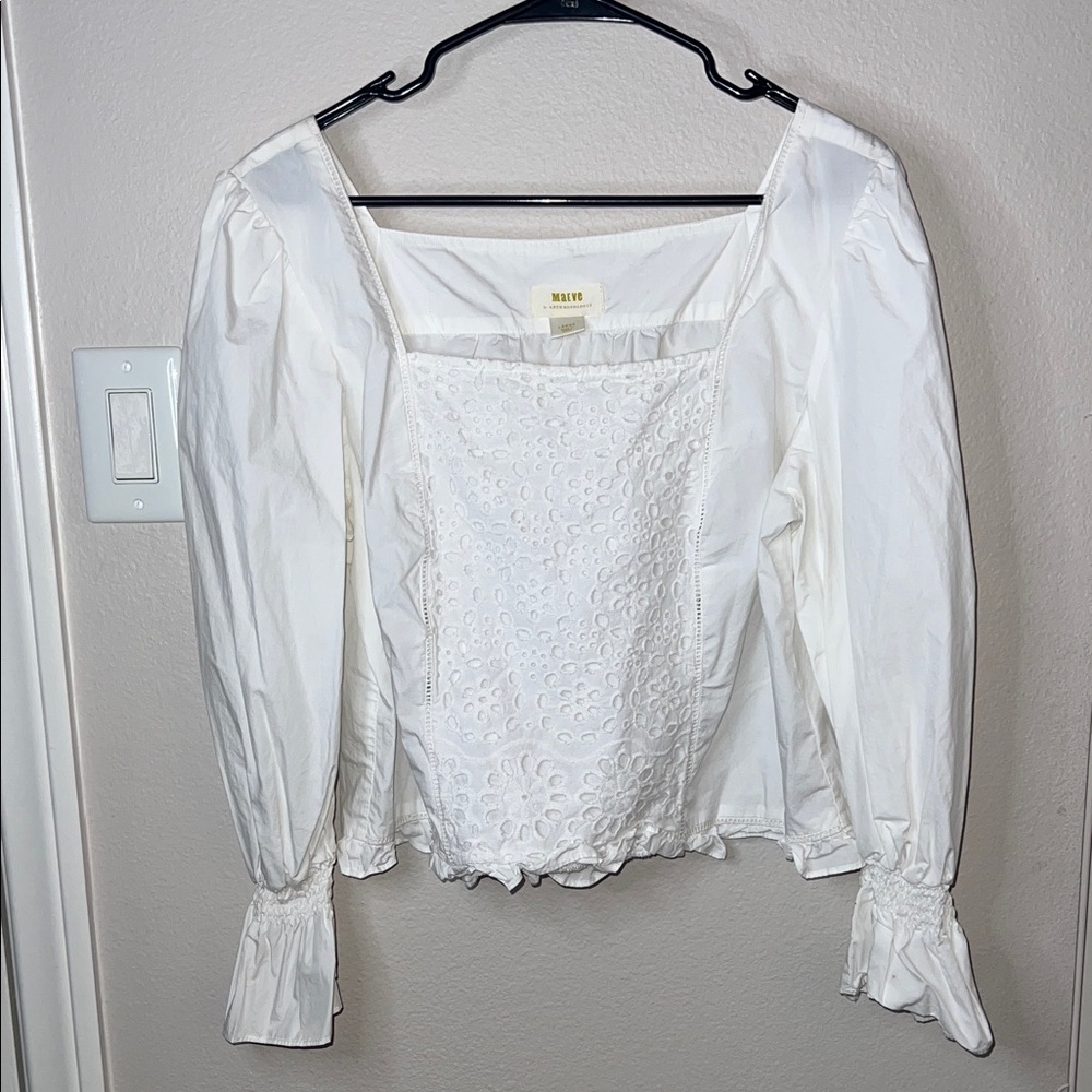 Anthropologie White Eyelet Blouse